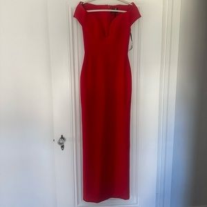 NWT solace London red size 4 off the shoulder dress